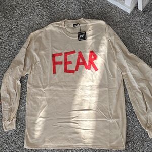 Beige Long Sleeve Shirt with Red Print